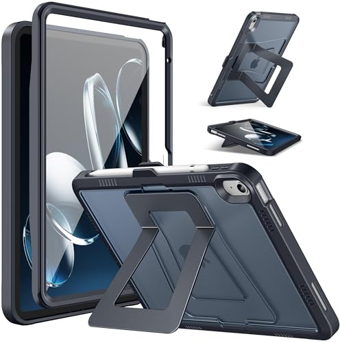 DTTO for iPad (A16) 11th Generation Case 11 Inch 2025, iPad 10th Generation Case, Adjustable Portrait/Landscape Kickstand, Built-in Screen Protector, Protective Cover with Translucent Back, Dark