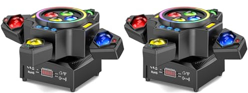 2PCS 150W Moving Head LED mit Fernsteuerung RGBW Disco Licht Partylicht mit 4 Lichtarmen Scheinwerfer für DJ Bar Geburtstag Disco Hochzeit Partykeller Bühnenlicht