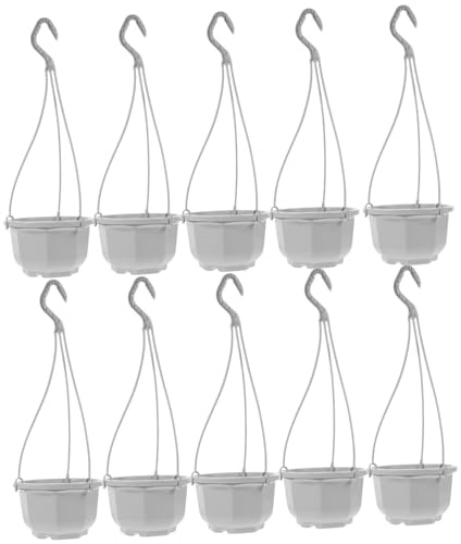 FUNOMOCYA 10 Ensembles JardinièRes Suspendues Plastique pour Pot D'OrchidéE Et Plantes Vertes avec Crochet Pots Suspendus Octogonaux pour IntéRieur ExtéRieur Balcon Jardin