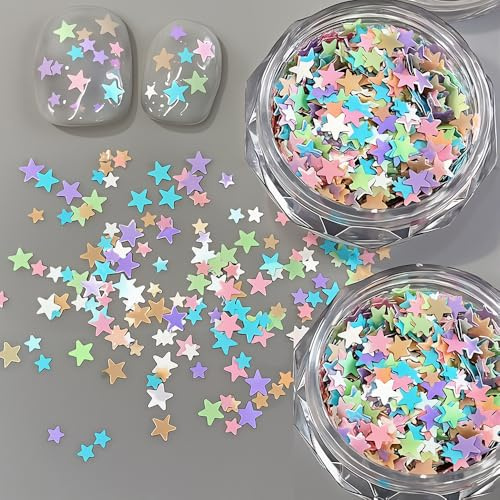 2 Boxen Star Glitter Nail Charms Stern Nagel Charms Nägel Zubehör Bunte Sterne Pailetten Glitzer Basteln Nageldesign Glitzer Gesicht Nagel Konfetti Nailart Bastelglitzer Nail Art Glitter Sequin