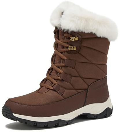 Lands' End Expedition Max Waterproof Insulated Womens Snow Boots, Winter Boots for Women, Medium or Wide Width Sizes 6 to 11, Black, Brown, Blue, White or Grey Winter Shoes - Medium Brown, 8.5 Medium