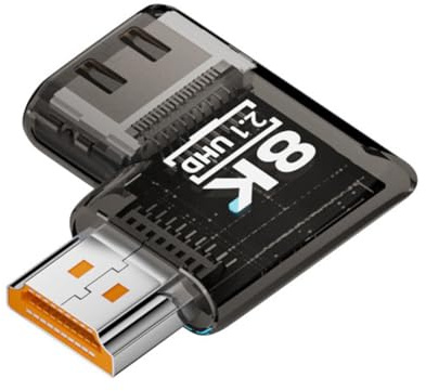 CY Adaptateur d'extension HDMI mâle vers HDMI 2.1 Femelle UHD coudé à 90 degrés, Horizontal, Transparent, avec LED Intelligente, pour téléviseur HD 8K 60 Hz