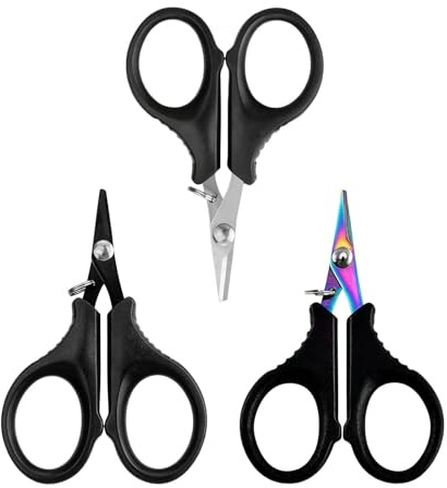 tiyiyok 3 Piezas Tijeras de Pesca, Alicates de Pesca, Tijeras Pequeñas, Pesca Accesorios, Tijeras de Pescado para Tejer Hilo, Línea de Pesca de un Solo Filamento, Costura y Bordado
