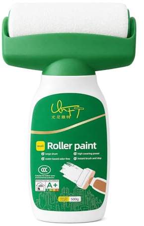 White Paint Roller Kit - All-in-OneWall Repair Paint for Interior & Exterior 500g Fast-Drying White Touch Up Paint for Walls Ceilings Skirting Boards Kitchen & Bathroom Includes Paint Roller
