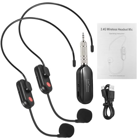 Luocute Casque de Microphone sans Fil 2,4 G, Micro Haute fidélité de Portée de 164 Pieds avec Réduction du Bruit DSP et Effet de Réverbération de Scène 3D, pour Amplificateur de