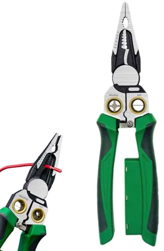 Pince à dénuder 8 en 1 avec testeur de tension, pince à sertir multifonctionnelle pour électricien pour dénuder, couper, sertir et tester la tension AC/DC (12-250 V)