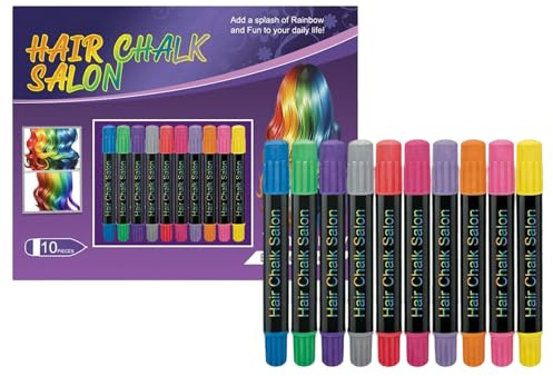 Gessetti Per Capelli Lavabili Adatti Alle Ragazze - 10 Pezzi Lavabile Sicuro Colorazione Temporanea,Colore Per Capelli A Gesso Dedicato Alle Ragazze - Adatto A Adolescenti Bambini Compleanno Natale St