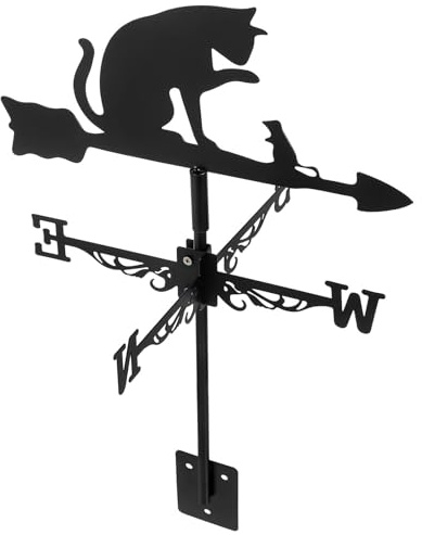 NUOBESTY Stainless Steel Cat Weathervane Patio Wind Indicator Decorative Metal Weather Vane for Garden Outdoor Yard Direction Vane Home Décor