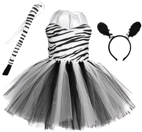 Dgayaeic Klä kostym för Halloween, djurkostym för barn | Ärmlös Cosplay-kostym med matchande hårband | Zebra Print Outfit Djurdräkt flickor