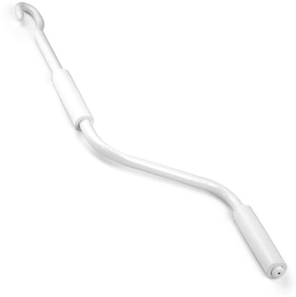 TELKES - Manovella per tenda da sole esterna – Barra di azionamento per tende avvolgibili | Maniglia metallica resistente con gancio | Ricambio universale per tende manuali (bianco, 120 cm)
