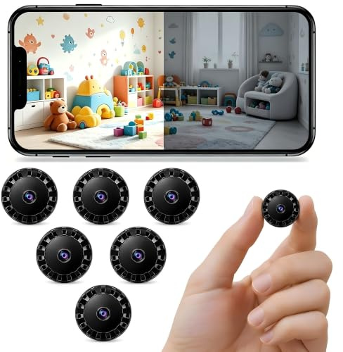 XUEVORIY Small Hidden WiFi Spy Camera, 2026 Latest 1080P HD Surveillance Cam, Indoor Outdoor Night Vision Mini Camera with Motion Detection for Home & Office Use X/Y (Oil Black, Micro 6 PCS)
