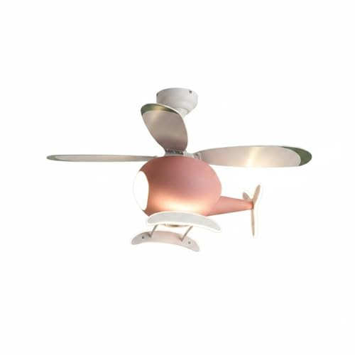 Fzaqwen Kinder Deckenventilator Deckenlampe, Rosa, Kinderlampe Hubschrauber Mit Offline-Sprachsteuerung