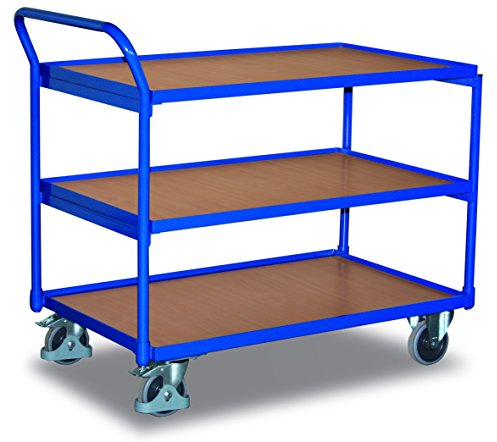 Tischwagen mit 3 Ladeflächen Traglast (kg): 250 Ladefläche: 835 x 490 mm RAL 5010 Enzianblau