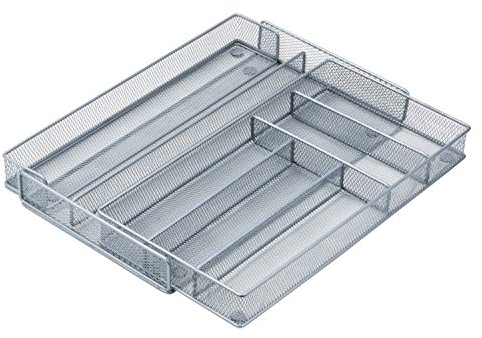 Honey-Can-Do KCH-02163 Ausziehbarer Besteckkasten aus Stahlgeflecht, Metall, Silver, 41,914 x 51,43502 x 5,08 cm