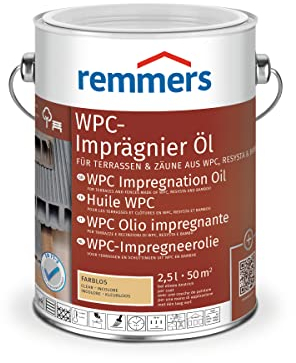 Remmers WPC-Imprägnier-Öl farblos, 2,5 Liter, lösemittelbasiertes WPC Öl für innen und außen, für Terrassen, Zäune oder Gartenmöbel aus WPC, Resysta und Bambus geeignet, WPC Öl für Terrassen