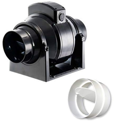 Manrose MF100T in-Line Extractor Fan with Timer 100mm/4 + in-Line Back Draught Shutter
