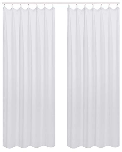 WOLTU Vorhang Blickdicht Gardinen mit Kräuselband für Schiene, 2er Set Leichte & weiche Verdunklungsvorhänge wärmeisolierend Thermovorhang Kälteschutz für Wohnzimmer Schlafzimmer, 135x245cm, Grau Weiß