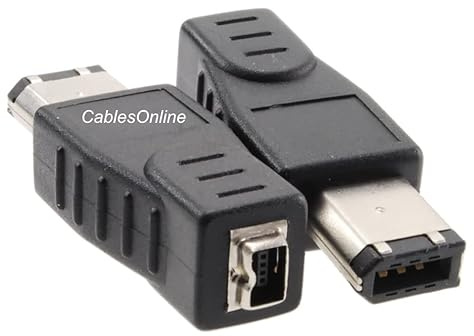 CablesOnline 6-Pin Male to 4-Pin Female IEEE-1394a Firewire Adapter, AD-FW1