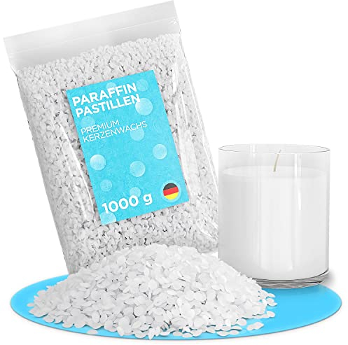 molinoRC Kerzenwachs - 1 kg Paraffinwachs für Kerzen - Qualität aus Deutschland - Kerzenwachs zum Gießen - sauber brennendes Schmelzlicht Wachs - Wachs für Kerzen - Wachspastillen