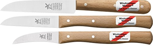 3er Set Gemüsemesser, kleines Küchenmesser, Schälmesser, Windmühlenmesser Klassiker klein