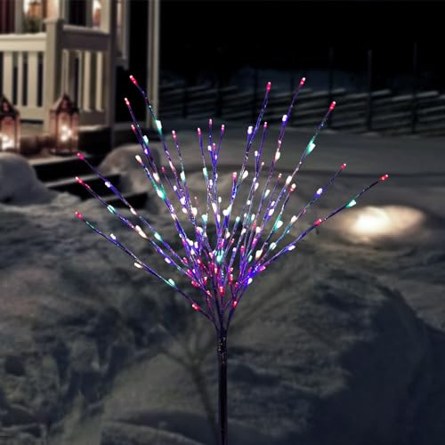 Alpine Corporation 39 Tall Metallic Foil Tree Stake with 140 Multicolor LED Lights, Plug-in Indoor/Outdoor Holiday Decoration for Yard, Lawn, Garden, Porch Display, Multicolor