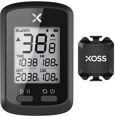 XOSS G+ Ciclocomputer Tachimetro wireless GPS Bici da strada impermeabile MTB Bicicletta Bluetooth ANT + con computer da ciclismo cadenza (Combo 1)