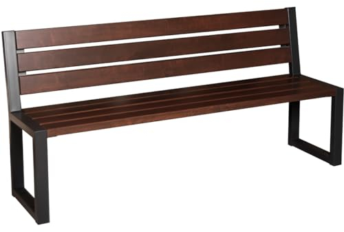 Generic Outdoor Gartenbank Modern ohne armlehne, Holz und Metall, Größen, Robust und Wetterfest, ideal für Garten und Stadt (Walnuss)