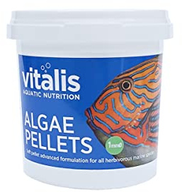 Vitalis Algae Pellets Fischfutter Aquarium Fischfutter Aquarium Pellets für pflanzenfressende Meerestiere- hochverdaulich und ausgewogen - Vitamine und Mineralien (70g)