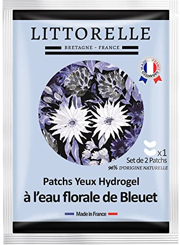 Littorelle – N°7 Patch Yeux Hydrogel à l’eau florale de Bleuet – Made in France – Hydrate, Apaise et et Illumine le regard – Anti-cernes – Anti-poches – Soin Yeux fatigués