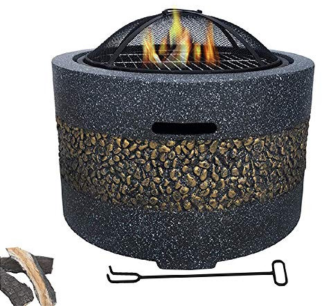 MNSSRN Stufa per Riscaldamento per Cortile, griglia a Carbone, Barbecue, griglia Rotonda antincendio, griglia a Legna, Barbecue all'aperto braciere, con Schermo a Maglia