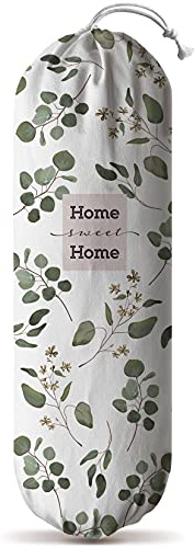 Hglian Eucalyptus Leaves Plastic Bag Holder, Grocery Bags Dispenser, Storage Organizer, Farmhouse Kitchen Decor, Gift for Women, Grandma, Mom