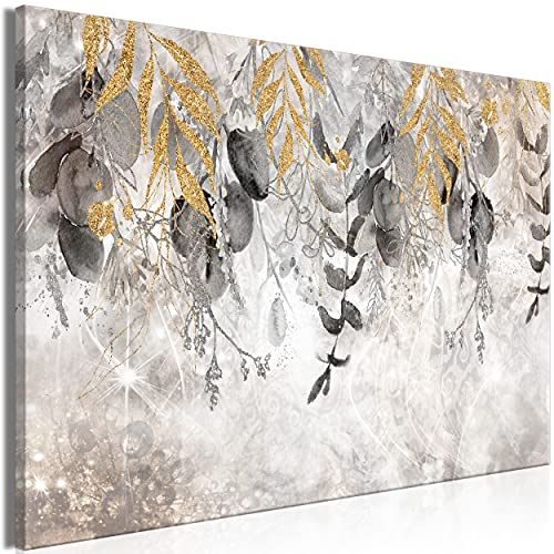 decomonkey Bilder Abstrakt 90x60 cm 1 Teilig Leinwandbilder Bild auf Leinwand Vlies Wandbild Kunstdruck Wanddeko Wand Wohnzimmer Wanddekoration Deko Pflanzen Laub