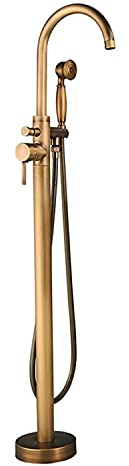 Freestanding Bath Taps Floor Mounted Bathtub Faucet All copper Antique Bathroom Mixer Tap Set with Hand Shower Hot and Cold Water Mixing Valve