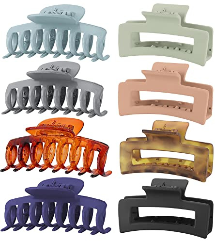Lolalet 8 Stück Große Haarklammer Haarspangen Hair Claw Clips -Muster C | 8cm Haarspangen für dickes Haar Rutschfestes Haar Jaw Clips Haarstyling-Zubehör für Frauen Mädchen