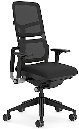 Steelcase Ergonomischer Bürostuhl: Please Air, 3D-Armlehnen, Onyx/Schwartz | Unabhängige Rückenlehnenverstellung, Premium-Materialien, bis 150 kg und 190 cm, sitzkomfort