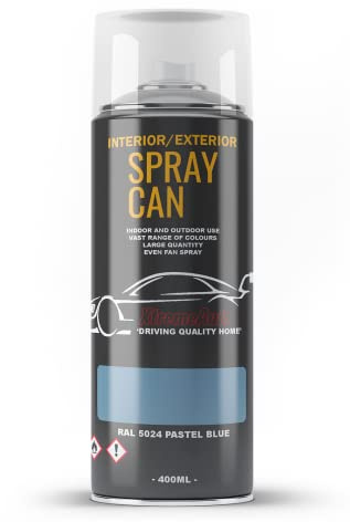 Xtremeauto Spray Paint Finish For Indoor And Outdoor Use Garden Cars Home Kitchen Bathroom Furniture Art Craft Bikes Radiators Metal Wood Plastic Glass UPVC Stone PVC RAL 5024 Pastel blue
