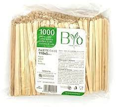 Bio 1000 Palette Legno Betulla per Caffè COMPOSTABILI H 11 X 0.5 cm biodegradabile