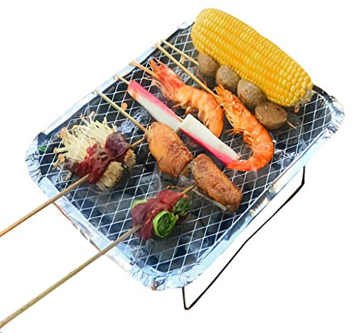 Barbacoa Portátil Desechable, Parrillas de Carbón para Acampar Pequeñas para el Hogar, Parrilla para Mochileros para Cocinar al Aire Libre Senderismo Picnics ( Color : Silver , Size : Medium Disposabl