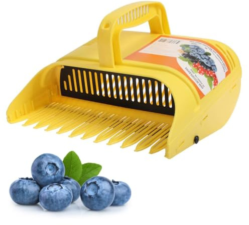 Berry Picker with Handle,Blueberry Picker,Blue Berry Picking Rake for Picking Raspberries, Blackberries, Blueberries and Currants(Yellow 22 * 14 * 17cm)