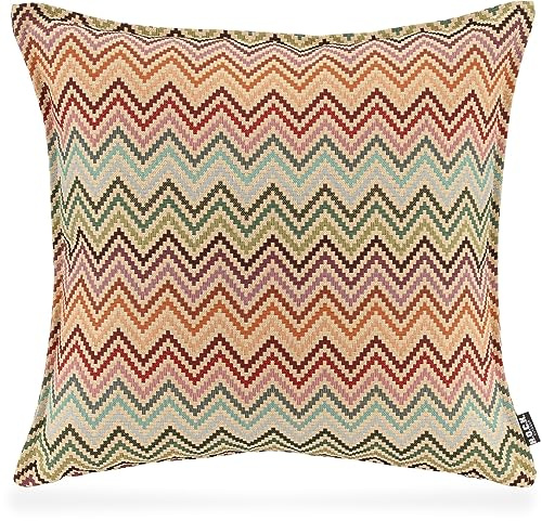 H.O.C.K. Maribel Outdoor Kissen inkl. Füllung Sitzkissen Dekokissen bunt Multi Zick-Zack Boho (50x50cm)