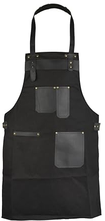Schürze aus genarbtem Leder, schwarz, Leinen, für Metzger, Grillen, Heimwerker, Schmied, Barbier, Holzarbeiten, Geschenk für ihn, Geschenk für Sie