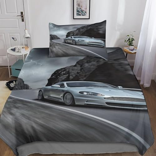 VOLDAX Neues Auto Betten Set Für Kinder Erwachsene Mädchen Sehr cool. Bettbezug Set Bettwäsche Set Für Schlafzimmer, Weiche Bequemer Single（135x200cm）