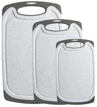 Tagliere Set di 3 taglieri per cucina, in marmo grandi, piccoli, antiscivolo, lavabili in lavastoviglie (bianco marmo)