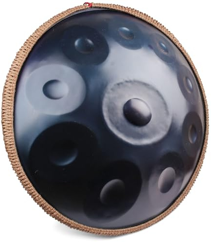 QWPDWA Handpan in D-Moll, 10 Noten, Stahlhandtrommel mit weicher Handpan-Tasche, Handpfanne, Stahltrommel, 56 cm, Blau (D-Moll), 10 Töne