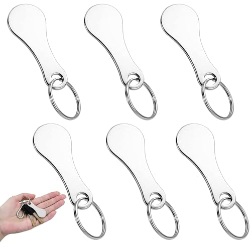 XIATIAN Llaveros para Carrito de la Compra, 6 Piezas Extractor de Carro de la Compra de Acero Inoxidable, Chip para el Carro de la Compra Extraíble para Carro de la Compra, Llavero