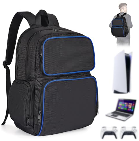 HUIJUTCHEN Tragetasche für PS5/PS5 Slim, Rucksack für PS5/PS5 Slim Schützende PS5 Slim Wasserdicht Aufbewahrungstasche Kompatibel mit PS5 Konsole Disc/Digital Edition Zubehör Geschenke für Männer