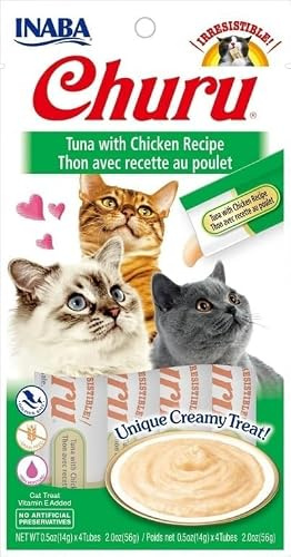 Churu Snack para Gatos 12x4x14 Gr Alimento Húmedo para Gatos (Atún Y Pollo)