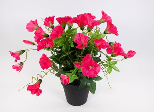 Seidenblumen Roß Petunienbusch 32cm im Topf ZF künstliche Pflanzen künstliche Petunie Kunstblumen Kunstpflanzen (Pink)