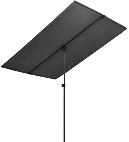 ShCuShan Sombrilla de jardín palo de aluminio gris antracita 180x110 cm Parasol Rectangular de Jardín Inclinable para Terraza Piscina Patio Exterior