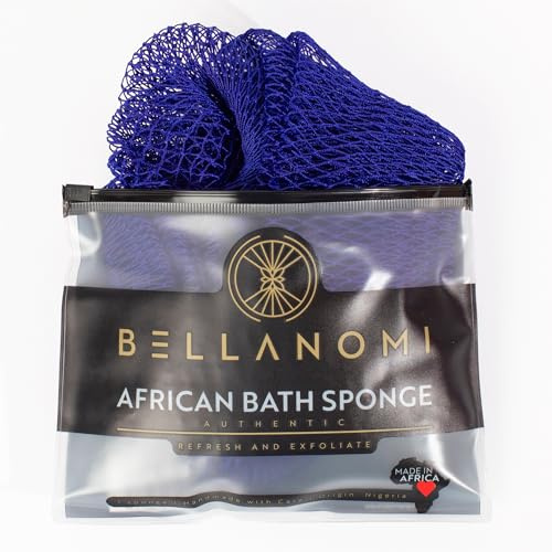 Bellanomi African Exfoliating Net Sponge - Authentic/Ethically Sourced from Nigeria / 45 inch Long (Navy Blue)
